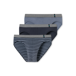 Schiesser slip 3-pack grijs blauw