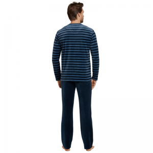 Herenpyjama in velours blauw