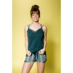 Charlie Choe Dames Shortama dark green + ao