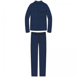 Herenpyjama met knopen 938 donkerblauw