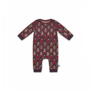 Baby jumpsuit long sleeve Faded red + aop