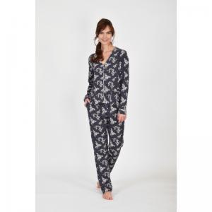 Dames pyjama met lange mouwen 957 donkergrijs