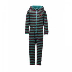 Unisex onesie in velours 947 groen-borde