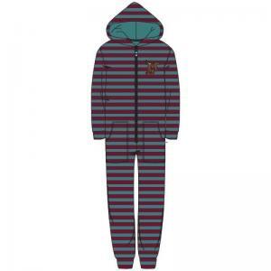 Unisex onesie in velours 947 groen-borde