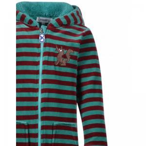 Unisex onesie in velours 947 groen-borde