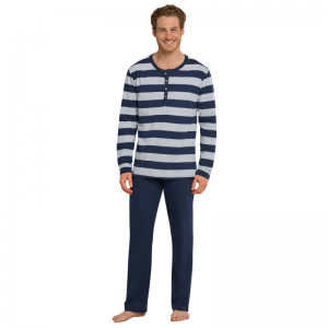 Herenpyjama met lange mouwen 803 donkerblauw