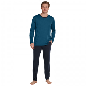 Herenpyjama lange mouw 800 blauw