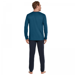 Herenpyjama lange mouw 800 blauw