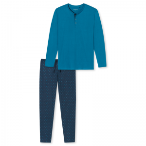 Herenpyjama lange mouwen 800 blauw