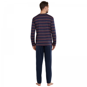 Herenpyjama Sportive Stripes 803 donkerblauw