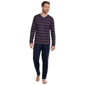 Herenpyjama Sportive Stripes 803 donkerblauw