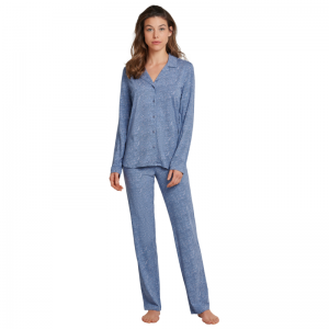 Pyjama met knopen 816 jeansblauw