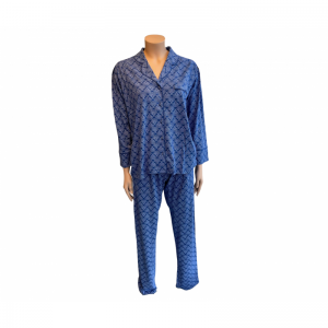 Dames pyjama, doorknoop 966 blauw stipj