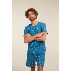 Herenpyjama, korte mouwen 980 blauw meeuw