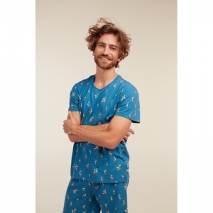 Herenpyjama, korte mouwen 980 blauw meeuw