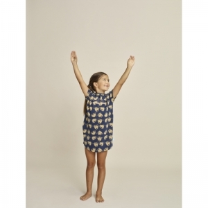 Girls big shirt AOP navy+light 