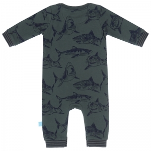 Boys Baby jumpsuit ls AOP green+navy