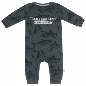 Boys Baby jumpsuit ls AOP green+navy