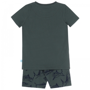 Boys shorts set AOP green+navy