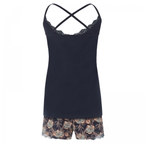 Women Shortama navy + aop