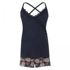 Women Shortama navy + aop