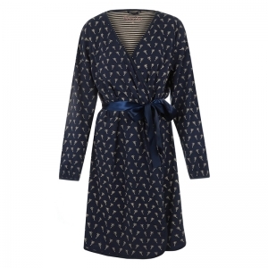 Women Bathrobe navy+light sand