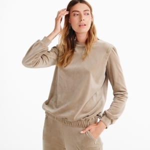 Dames homewear in velours 229 taupe