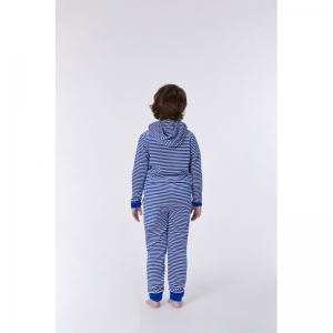 Unisex onesie in velours 912 blauw-wit g