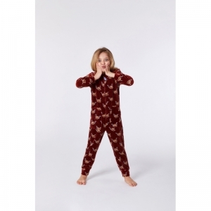 Unisex onesie in velours 921 rood hoogla