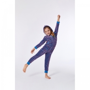 Unisex onesie in velours 927 blauw-rood