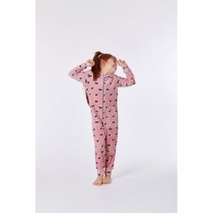 Unisex onesie in velours 929 roze wasbee