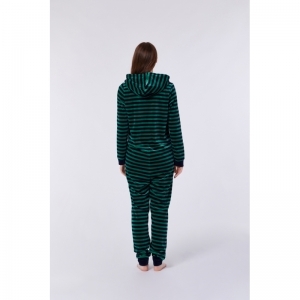 Unisex onesie in velours 920 blauw-groen