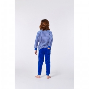 Jongenspyjama in velours 912 blauw-wit g