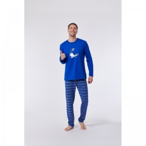 Herenpyjama, lange mouwen 852 blauw