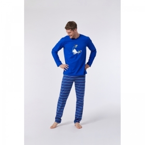 Herenpyjama, lange mouwen 852 blauw