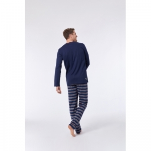 Herenpyjama, lange mouwen 885 donkerblauw