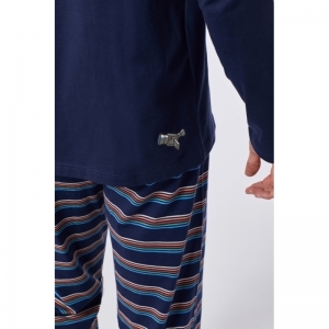 Herenpyjama, lange mouwen 885 donkerblauw