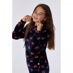 Meisjes onesie in velours 948 blauw camer