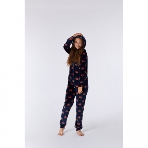 Meisjes onesie in velours 948 blauw camer