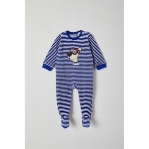 Baby romper, velours 912 blauw-wit g