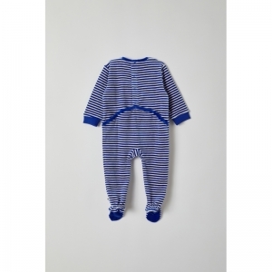 Baby romper, velours 912 blauw-wit g