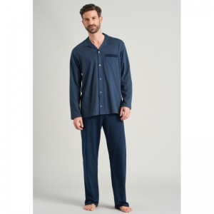 Herenpyjama, lange mouwen 816 jeansblau