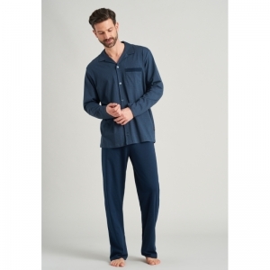 Herenpyjama, lange mouwen 816 jeansblau