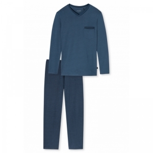 Herenpyjama, lange mouwen 816 jeansblau