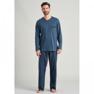 Herenpyjama, lange mouwen 816 jeansblau