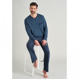 Herenpyjama, lange mouwen 816 jeansblau