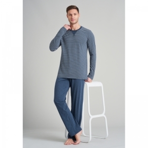 Herenpyjama, lange mouwen 816 jeansblau