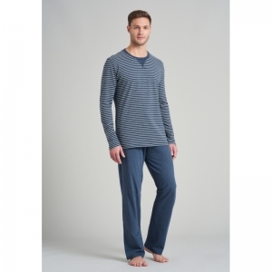 Herenpyjama, lange mouwen 816 jeansblau