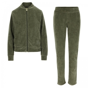 Set vestje rits + broek 128 Dusky Green