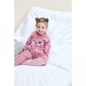 Girls velours lounge set ls Light mauve